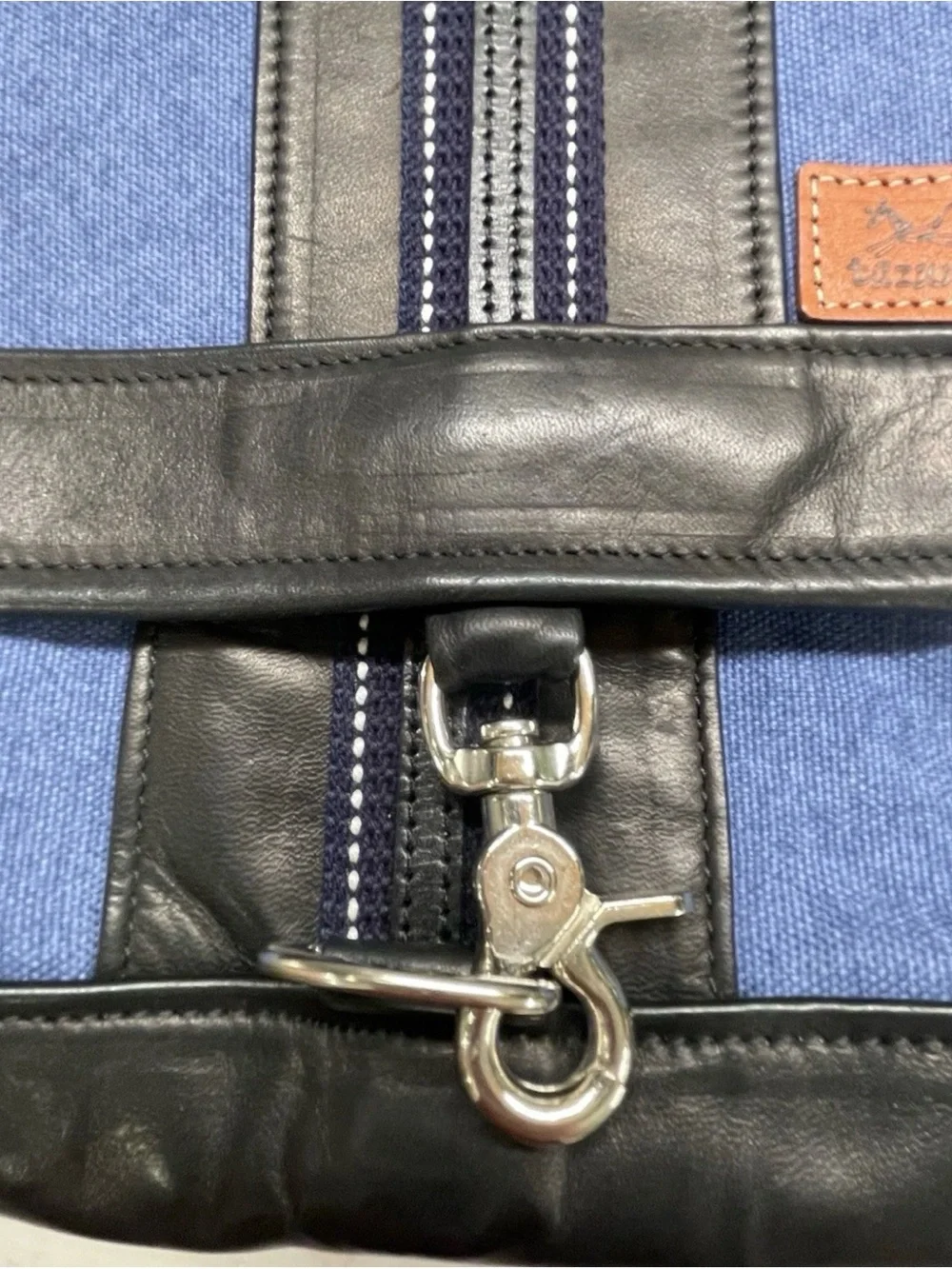Tazuna Kyoto Japan Canvas Horsehide Leather Crossbody Messenger Shldr Bag Blue